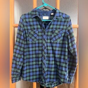 Blue and Green Plaid Women’s Shirt Size Medium
